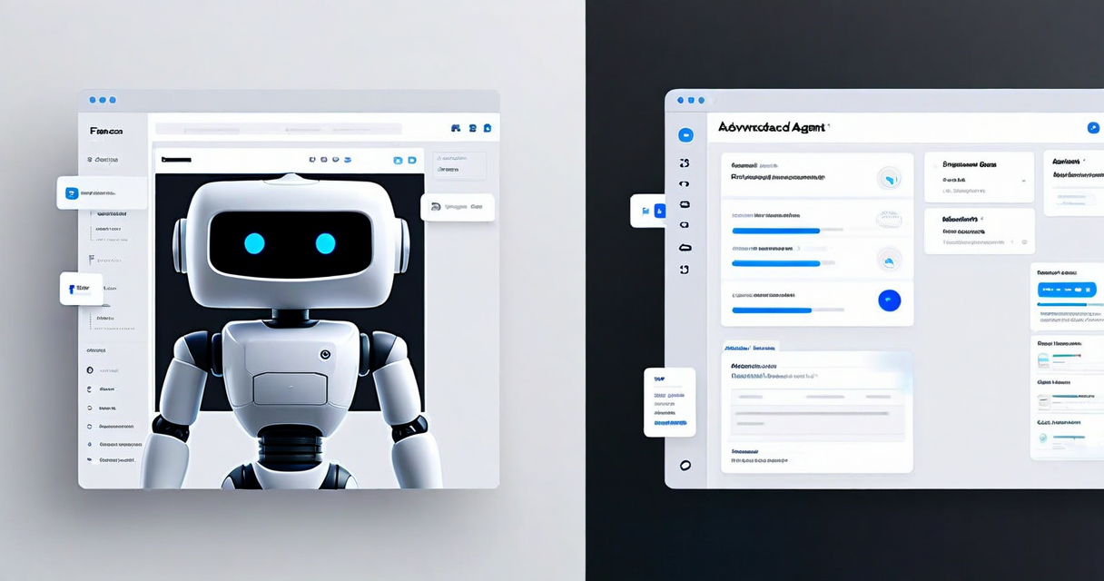 Comparison of static FAQ bot and action-enabled AI agent interface