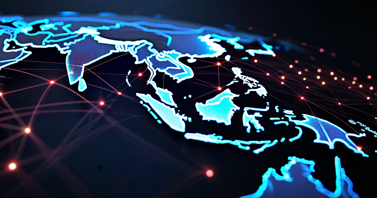 Voice waveform visualization showing call center connections across Southeast Asia